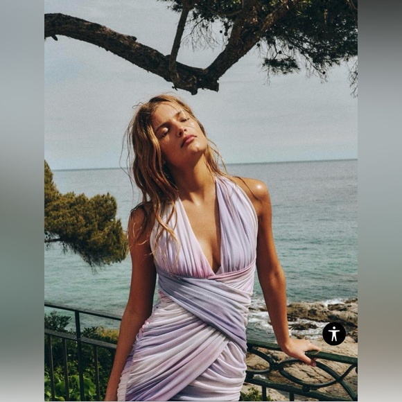 Zara draped printed tulle mini dress - Picture 2 of 10